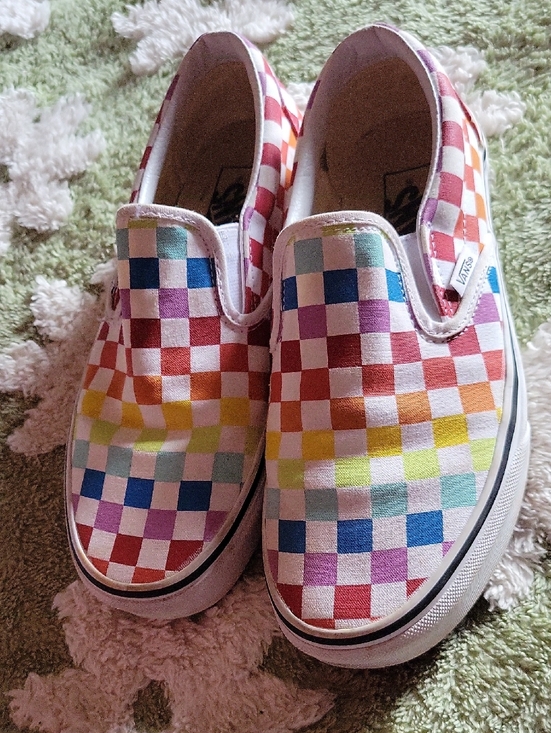 Vans Shoes - Vans Rainbow Checkerboard Slip-On Sneakers